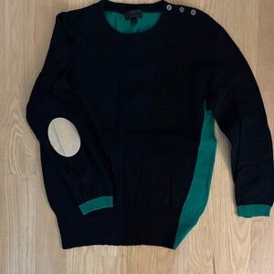 J. Crew Black and Green Sweater with Button Accents